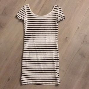 H&M Black and White Striped Bodycon Dress